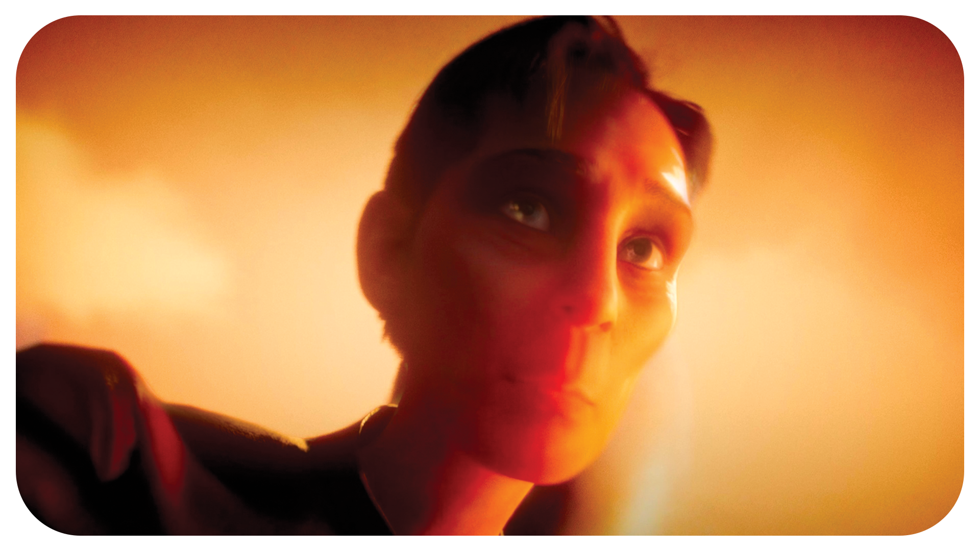 Portrait de Jules, personnage principal du court-métrage Paradoxe Visual, regardant l'horizon au lever du soleil. Rendu Unreal Engine avec animation par Motion Capture et Facecapture.